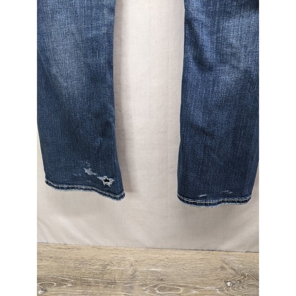 Silver Blue Jeans Pioneer Boot Cut Low Rise Dark Wash W 32 L 31 Distressed - Picture 3 of 12